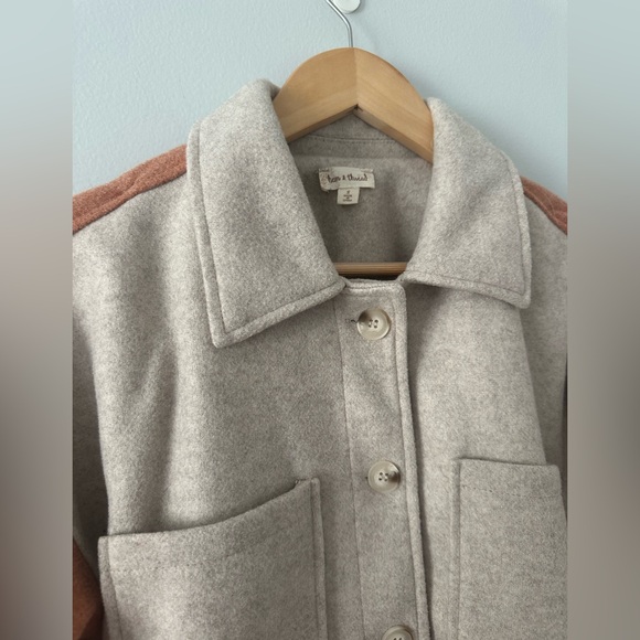 HEM & THREAD Quinn Color Block Shacket - Taupe/Rust - Picture 5 of 7